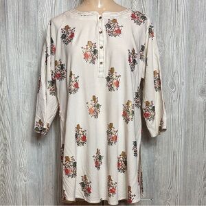 Sakshi Cream Metallic Floral Button-Down Kurta Tunic - Size XXL